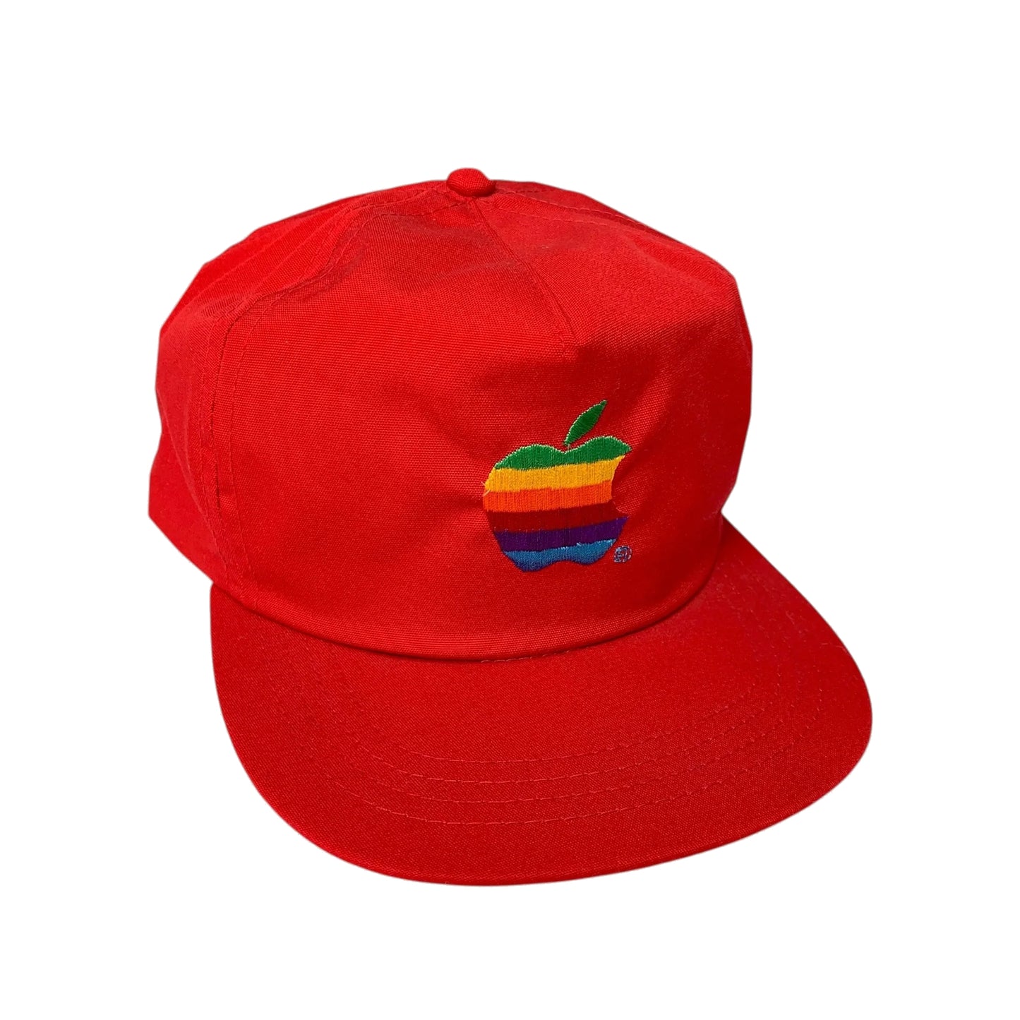 Vintage 80's Apple Logo Red Strapback Cap