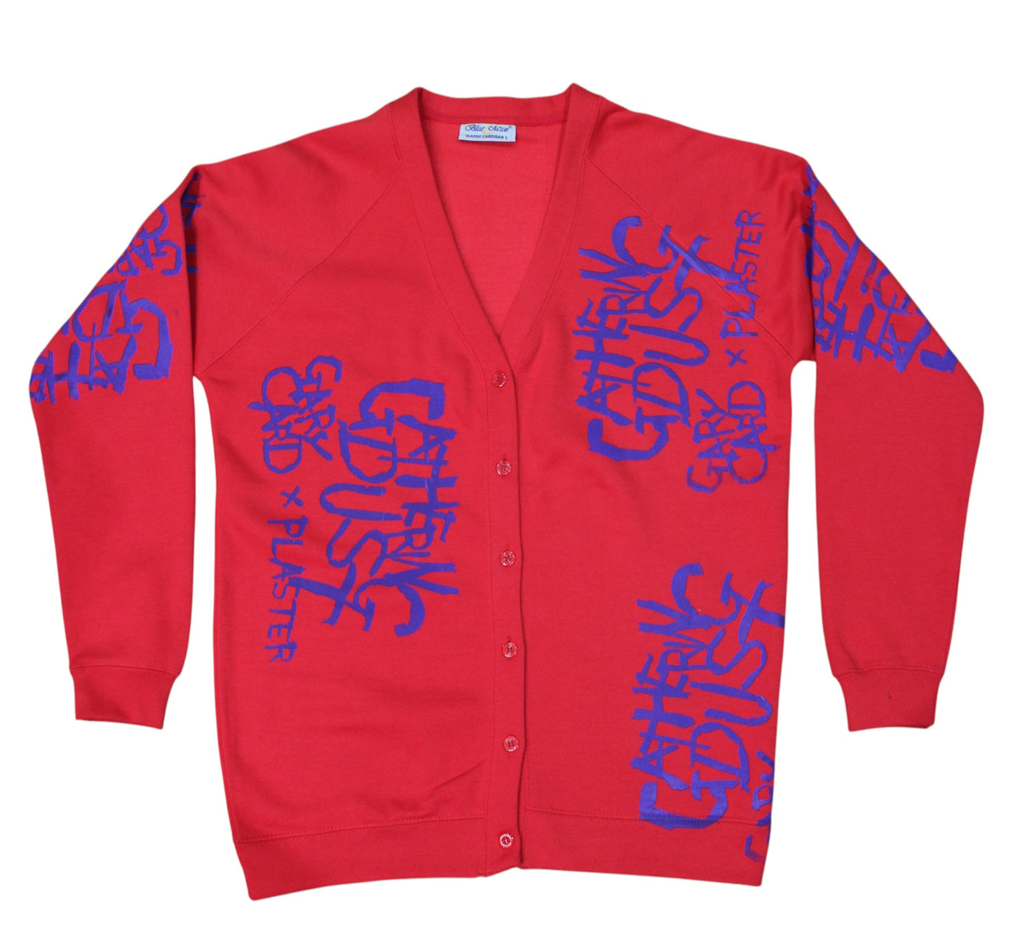 Purple Logo Screenprint Cardigan Red
