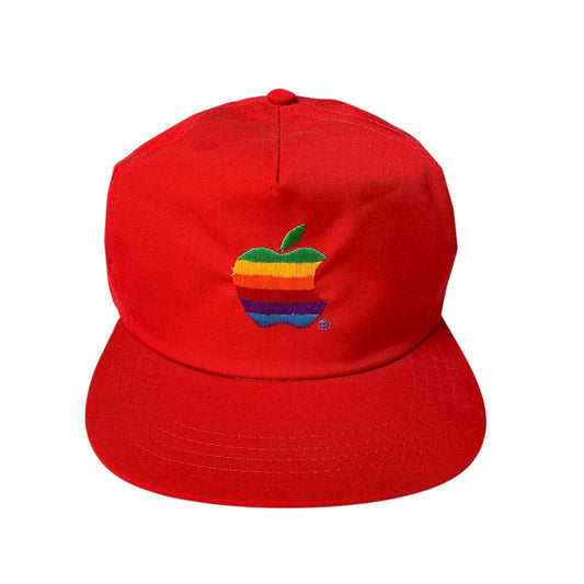 Vintage 80's Apple Logo Red Strapback Cap