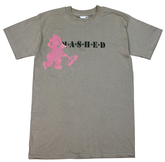 Vintage 2000's "Mashed" Blue Logo Overprint T-shirt Beige 
