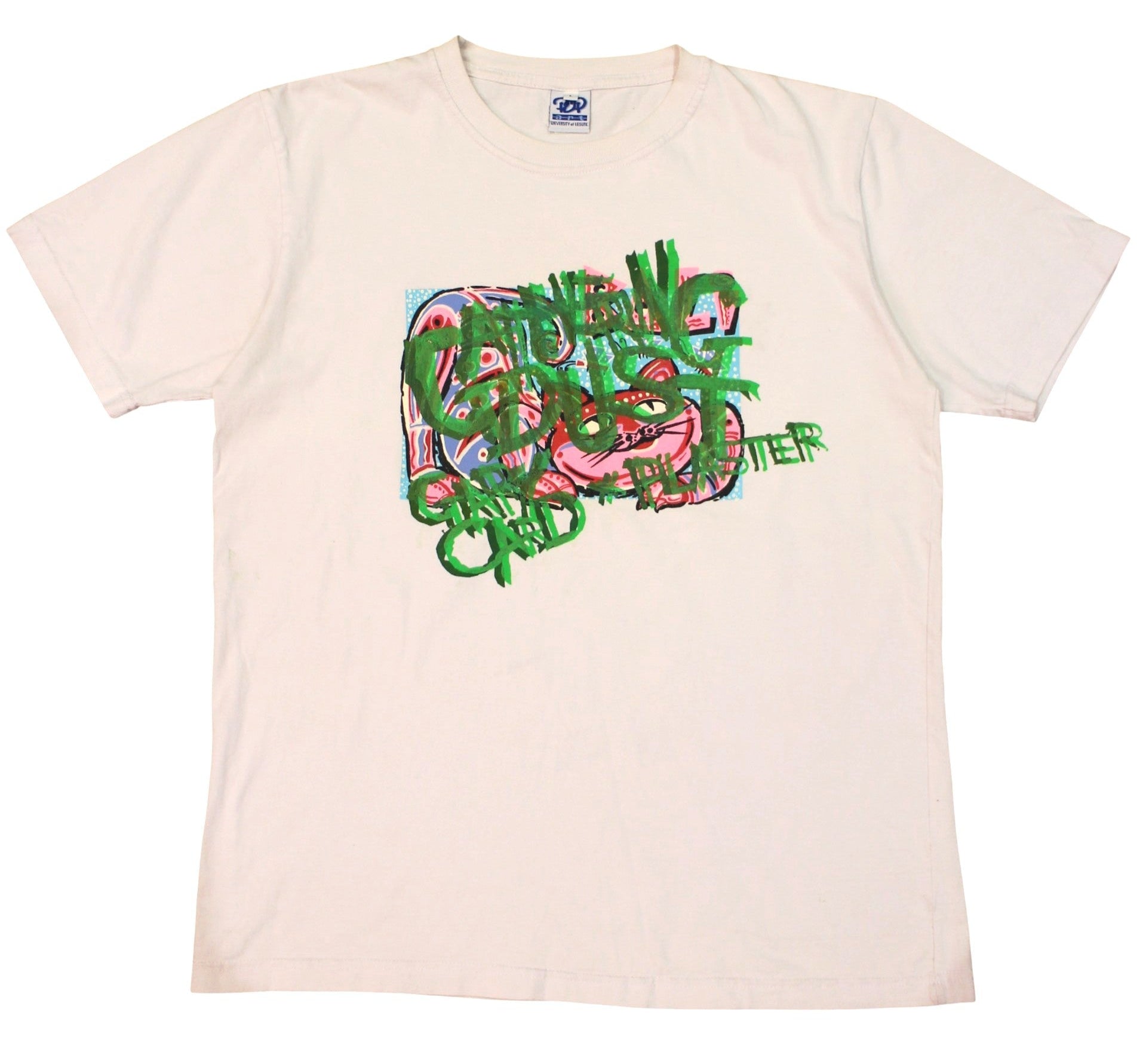 Vintage 90's Bali Cat Overprint T-shirt White